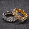 Trendy Hip Hop Rock Ring Men Luxury Zircon Gold Rhinestone Cuban Chain Iced Out Women Exquisite Gift Jewelry Cluster Rings324V