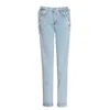 DwoTyle повседневная полная длина брюки высокий WiAst Chakework цепи хитание цвета прямые винтажные джинсы для женской одежды мода 210629
