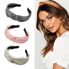 Mode glanzende effen kleur kruis geknoopte haarbanden voor vrouwen elegante brede kant hoofdband haarband hoepel vrouwelijke haaraccessoires