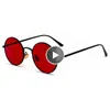 Peekaboo, gafas de sol redondas doradas con montura de metal, gafas de sol retro para hombre, estilo veraniego 2018, gafas de sol con lentes rojas para mujer, unisex, amarillo, rosa y negro