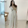 Koreanska FAKE TWO Piece Patchwork Dress Women High Waist Hip A Line Long Vestidos Slå ner Collar Sleeve Robe Slim 210422
