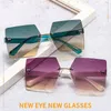Sunglasses Trend Frameless Color Square Personality Retro Gorgeous Fashion Driver For Adult, Men, Women