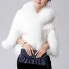 Women's Fur & Faux Black Cape Fashion Jacket Short Winter Overcoat Elegant Imitation Collar Coat Soft Mink Cloak