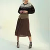 Весенние плиссированные женщины длинные юбки пэчворк фальшивые два куска муджера Фалдас Корейский мода A-Line дизайн одежда 13A080 210525