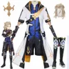 Anime Genshin Impact Costume Albedo Cosplay Halloween Party Game Clothes Wig Shoes Jacket Suit Y0903
