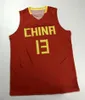 Özel Retro Yao Ming # 13 Takım Çin Basketbol Forması Dikişli Kırmızı Boyutu S-4XL Herhangi bir isim ve sayı En kaliteli YAO'nun formaları