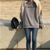 QOOD Letter Gedrukt Oversized Sweatshirts Harajuku 90s Morgen Mode Solid Crewneck Lange Mouw Top Lente Outfit QT504 210518