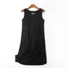 Women Summer Casual Dress Plus Size O-neck Sleeveless Knee-Length Dresses 8 Colors Stretchable Home Gown Frocks for Lady