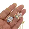 Luxury jewelry rainbow blue cubic zirconia turkish evil eye CZ pendant for women gold color Bohemia necklace