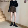 Nomikuma Yüksek Bel Şort Kadınlar Katı Renk Cepler Casual Vintage Kısa Pantolon Kadın Kore Tarzı Tüm Maç Dipleri 3D513 210514