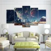 Andere Wohnkultur 5 Stück Leinwand Kunst Weltraum Planet Schnee See Galaxy Malerei Modulare Wandbilder für Wohnzimmer