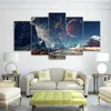 Other Home Decor 5 Piece Canvas Art Space Planet Snow Lake Galaxy Painting Modular Wall Pictures For Living Room