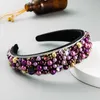 Pearl Dames Hoofdband Volledige Kleurrijke Crystal Gewatteerde Hoofdbanden Rhinestones Haarbanden Voor Vrouwen Bruiloft Haaraccessoires X0726