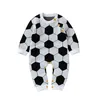 Baby pojkar fotboll jacquard rompers kläder höst vinter spädbarn pojke bomull barn sticka långärmad 210429