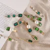 Light luxury pearl diamond hairpin green hairpin net red girl clip bangs