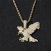 Collana con ciondolo aquila placcato oro 18 carati, regalo di gioielli hip-hop da uomo con micro pavé di zirconi cubici