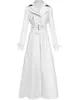 Nerazzurri Spring Runway White Long Leather Trench Coat For Women Sleeve Elegant Xury Fashion Dames Coats Designer 2109025262219