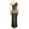 FANIECES Summer Women sexy vintage Abiti senza maniche perforazione Mesh Bandage Fashion Casual club Abito lungo maxi abiti 210520