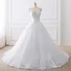 2021 Bollkakor Bröllopsklänningar för Kvinnor Plus Storlek Vit Vestidos deivas Lace Applique Robe de Marie