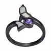 Wedding Rings Cute Dolphin Purple Crystal Round Stone Ring White Blue Opal Engagement Charming Black Gold For Women Jewelry9503600