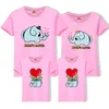 Roupas de família de correspondência de verão cute elefante impresso camiseta casual algodão de manga curta top t-shirt daddy mamãe e eu roupas 210713