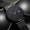 Bilek saatleri reloj hombre moda erkekler izlemeler minimalist erkekler ultra ince kuvars lüks paslanmaz çelik örgü kemer montre homm258l