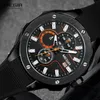 Wristwatches Megir Chronograph Luminous Hands Silicone Bracelet Mens Army Military Sport Quartz Wrist Watches With Date Indicator 2053G