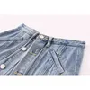 Wide Leg Jeans Shorts Women Summer Fashion Streetwear Vintage High Waist Loose Spliting Button Female 210515