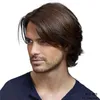 11.5 inches heren synthetische pruik zwart bruin mix kleur perruques de cheveux humains simulatie menselijk haar pruiken pruik-m28