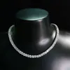 Oevas 100% 925 Sterling Silver 35cm Färgglada 4mm Högknapp Diamant Halsband för Kvinnor Mousserande Bröllopsfest Fin Smycken