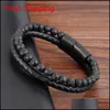 Mannen Beacelets Natuurlijke Vulkaansteen Leer Magnetische sluiting Koeienhuid Gevlochten Trendy Armband Armband Pulsera Ho qylVFo luckyhat