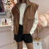 Forefair Autumn Winter Fashion Faux PU Lether Women Jackets Oversized Streetwear Big Pocket Female Casual Cardigan Coat 211014