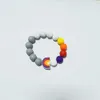 Cross-border food grade silicone bead bracelet accessories rainbow elastic rope bracelet women multi-color optional