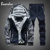 Tracksuit Men Winter Camouflage Hoodies Casual Hooded Warm Sweatshirts Thick Fleece 2PC Jacket+Pant Men Moleton Masculino M-4XL 211006