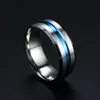 Black Blue Rainbow Groove Ring Band Finger Stainless Steel Contrast Color Rings for Women Men Fashion Jewelry Will and Sandy