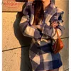 AELEGANTMIS Korean Cropped Plaid Blazer Woolen Jacket Cute Mini Spódnica Bobycon 2 Zestaw Kawaii Slim Moda 210607