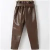 Good Quality Autumn Winter Baby Girls Leather Pants Kids Pu Casual Trousers Children Leisure Long Pant Trouser 2-7 Years