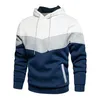 Mäns Patchwork Hooded Sweatshirt Hoodies Kläder Casual Loose Fleece Varm Streetwear Man Mode Höst Vinter Outwear 210728