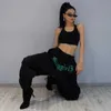 Qweek القوطية الشارع الشهير الركض sweatpants المرأة المعتاد الأسود الرياضية السراويل المتناثرة الركض الرمادي emo السراويل للإناث 211006