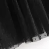 Женские кружевные сетки лоскутное черное мини-платье o шеи в горошек сексуальная вечеринка слойки с длинным рукавом рюшами шикарные us ash 210515