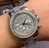 Luxury watches Full Diamond Steel Bracelet Automatic Mechanical Mens Watch 43mm Montre Ladiy Wristwatches Rainbow Diamond Ring Mouth High Quality