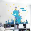 Grande Dinossauro dos desenhos animados adesivos de parede para crianças quarto berçário quarto decoração removível vinil pvc decalques de parede decoração 210929