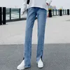 Im Frühlings- und Herbstzeitraum zeigen die Han-Ausgabe-Trends dünne, geteilte L-Jeans, um die alten Wege der Jeans mit hoher Taille wiederherzustellen 210429