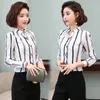 Koreanische Mode Chiffon Frauen Blusen Büro Dame Hemd Und Bluse Gestreiften Langarm Plus Größe XXXL Tops frauen Shirts