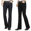 Мужские развлеченные брюки ноги Высокая талия длина вспышки для мужчин Bootcut Black Jeans Hommes Bell Dote 210320