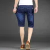 42 44 Plus Size Summer Men Slim Denim Shorts Business Casual Stretch Black Blue Solid Color Short Jeans Male Brand 210713