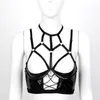 Women Halter Bra Tops Lingerie Latex Sex Exotic Tank Pole Dancing Sexy Costumes Punk Clothes Faux Leather Underwire Unlined Bras S265z