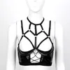 Mulheres Halter Sutiã Tops Lingerie Látex Sexo Tanque Exótico Pólo Dança Trajes Sexy Roupas Punk Couro Falso Underwire Sutiãs Sem Forro S265S