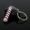 Barber Shop 3D Pole Pendant Keychain 2Colors Hip Hop Barber Hairdresser Jewelry Gifts For Hairdesigner270J