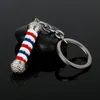 Barber Shop 3d Pole Pendant Keychain 2Colors Hip Hop Barber Frisörsmycken gåvor till HairDesigner9818193